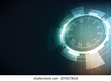 Technology clock analog display vector background