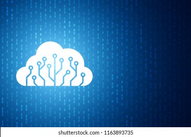 Technology cloud circuit board icon , Blue speed digital pattern , matrix background