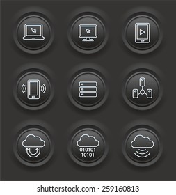 Technology and Cloud Computing on Black Bevel Round Buttons