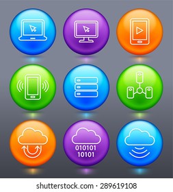 Technology and Cloud Computing on Glow Round Buttons