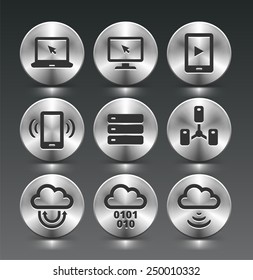 Technology and Cloud Computing on Silver Round Buttons