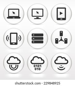 Technology and Cloud Computing on White Round Buttons