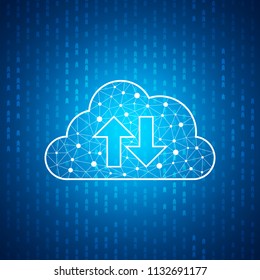 Technology cloud icon , Blue speed digital pattern , matrix background