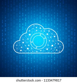Technology cloud icon , Blue speed digital pattern , matrix background