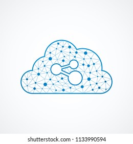 Technology cloud icon with link