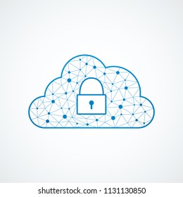 Technology cloud icon with lock , Cyber security