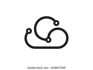technology cloud logo design inspiration connection lines icon vector.