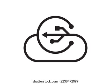 technology cloud logo design inspiration connection lines icon vector.