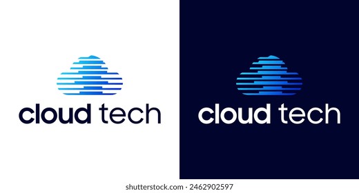 tecnología cloud diseño de logo inspiración con líneas tecnológicas