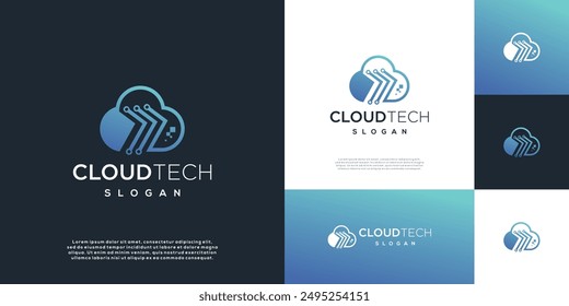 Technology cloud logo design template, tech digital cloud icon elements, technology cloud symbol.	