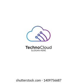 Technology Cloud Logo Design Vector