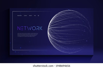 Technology Cloud World. Globe network fintech concept. Blockchain transfer satellite future communications vector background.