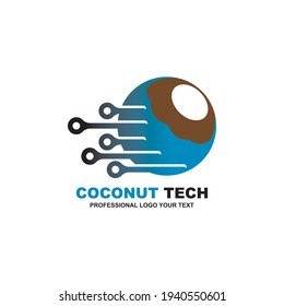 Technology Coconut logo vector template, Creative Coconut logo design concepts, Icon symbol, Illustration
