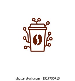 technology coffee logo. symbol and icon of coffee bean