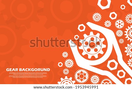Technology cogwheel pattern with wrench on orange background EP.2.Used to decorate on message boards, advertising boards, publications and other works