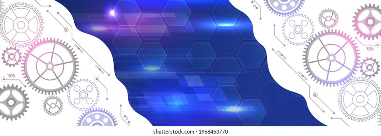 Technology cogwheels modern background. Abstract futuristic mechanism industrial concept. Hi-tech digital gears vector illustration.