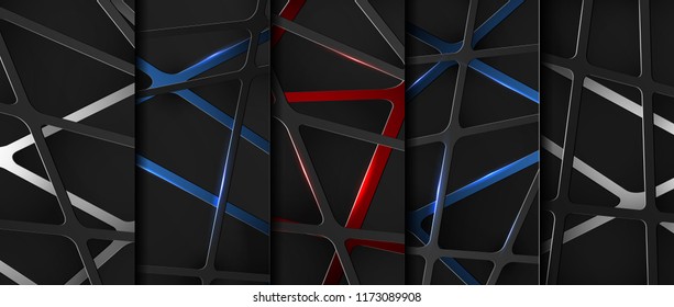 Technology collection abstract modern cyber grid background card template vector design