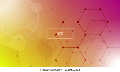 Technology Colorful, Geometric, Hexagon Abstract background, Texture. Bright, Light, Rainbow, Minimal. White, Yellow, Red, Orange, Purple. Sunlight Flare. Gradient Shapes Composition. Vector, Eps10
