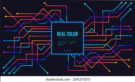 Technology colorful gradient background. Trendy futuristic concept. Industrial 4.0