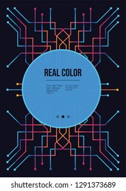 Technology colorful gradient cover design. Trendy futuristic concept. Brochure. Industrial 4.0