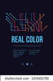 Technology colorful gradient cover design. Trendy futuristic concept. Brochure. Industrial 4.0