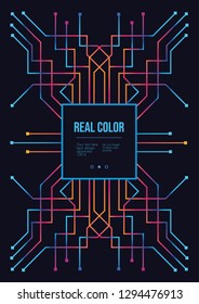 Technology colorful gradient cover design. Trendy futuristic concept. Brochure. Industrial 4.0