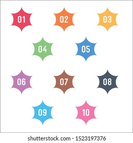 Technology Colorful Number Info-graphic Bullet points 1 to 10 Vector