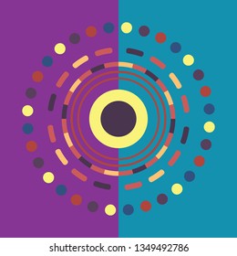 Technology colorful round background. Abstract digital illustration. Vector eps10 connection concept. Electronic round design. Modern abstraction lines and points.