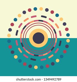 Technology colorful round background. Abstract digital illustration. Vector eps10 connection concept. Electronic round design. Modern abstraction lines and points.