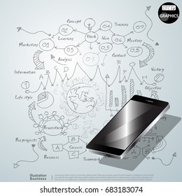 Technology  Communication  Cellphone - modern Idea and Concept   Vector  illustration  Business Infographic template Background Business Planning.

