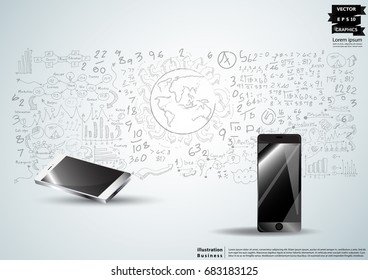 Technology  Communication  Cellphone - modern Idea and Concept   Vector  illustration  Business Infographic template Background Business Planning.