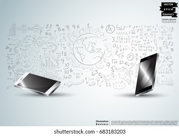 Technology  Communication  Cellphone - modern Idea and Concept   Vector  illustration  Business Infographic template Background Business Planning.