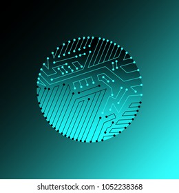 Technology communication cybernetic element with gradient background. Vector abstract.