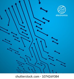 Technology communication cybernetic element. Vector abstract illustration of circuit board. Modern innovation technologies backdrop
