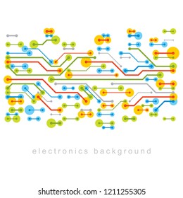 Technology communication cybernetic element. Vector abstract illustration of circuit board. Modern innovation technologies backdrop