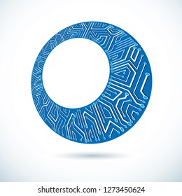 Technology communication cybernetic element. Vector abstract illustration of circuit board. Modern innovation technologies backdrop with clear copy space.