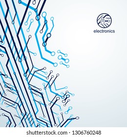 Technology communication cybernetic element. Vector abstract illustration of circuit board. Modern innovation technologies backdrop