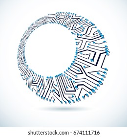 Technology communication cybernetic element. Vector abstract illustration of circuit board. Modern innovation technologies backdrop with clear copy space.