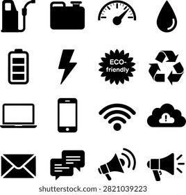 technology communication ecofriendly and transport concepts with clear visual symbols