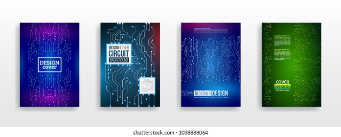 Technology Communication Element For Brochure. Circuit Board Background For Magazine Cover. Futuristic Hi-tech Flyer Template. Abstract Digital Concept Booklet. Computer Technology Illustration.