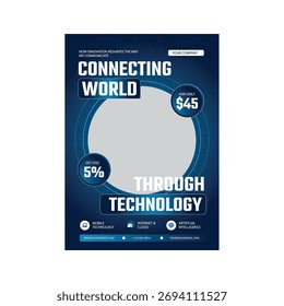 Technology Communication Flyer poster template design