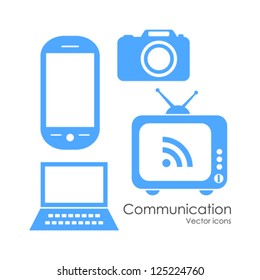Technology communication icons set