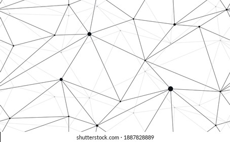 Technology Communication Seamless Vector Pattern With Connected Thin Lines, Black And White Monochrome Endless Wallpaper Background Science Theme.