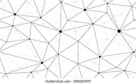 Technology communication seamless vector pattern with connected thin lines, black and white monochrome endless wallpaper background science theme.