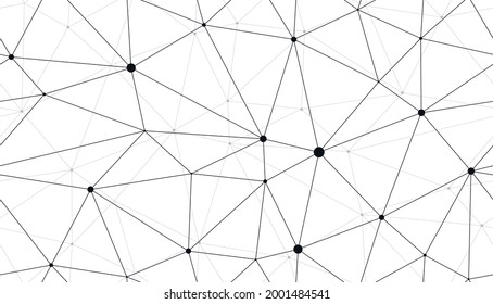 Technology communication seamless vector pattern with connected thin lines, black and white monochrome endless wallpaper background science theme.
