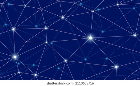 Technology communication seamless vector pattern with connected thin lines, blue endless wallpaper background science theme.