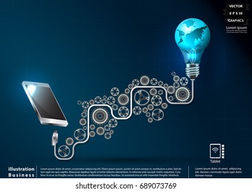 Technology  Communication Tablet,cog,World Light bulbs -  modern design Idea and Concept  Vector illustration Business  Infographic template with icon.