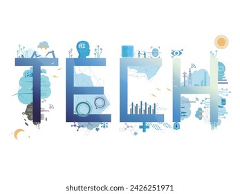 Technology community_A011 with word TECH shows creative and innovative in technology vector illustration graphic EPS 10