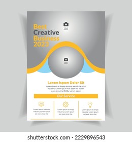 Technology company business, corporate flyer flyer leaflet cover layout space for photo, vector illustration template in A4 size.