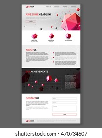 Technology company landing page design vector template with 3d illustration concept. 